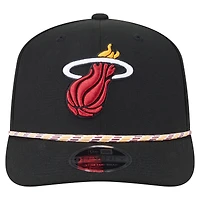 Men's New Era Black Miami Heat Rope 9SEVENTY Adjustable Hat