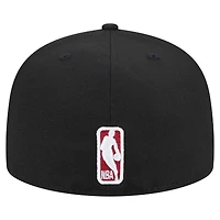 Men's New Era Black Miami Heat Sport Night Script Sided 59FIFTY Fitted Hat