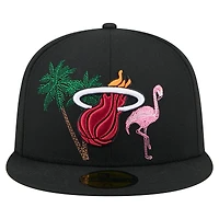Men's New Era Black Miami Heat State Stitch 59FIFTY Fitted Hat