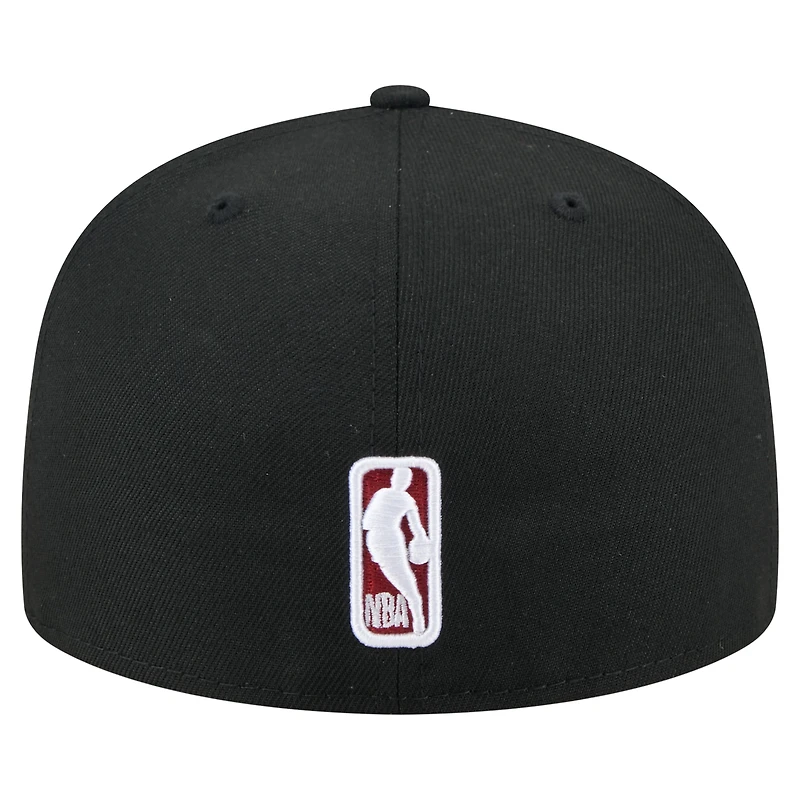 Men's New Era Black Miami Heat State Stitch 59FIFTY Fitted Hat