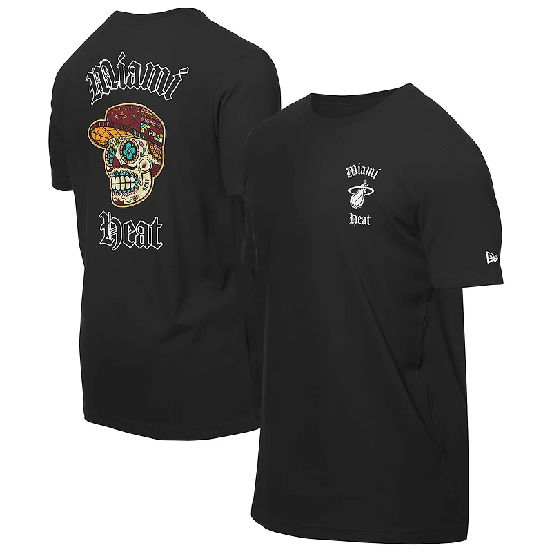 T-shirt noir New Era Miami Heat Sugar Skulls pour homme