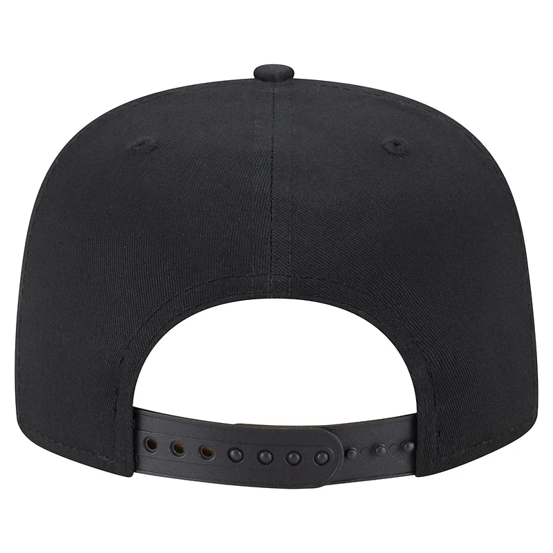 Men's New Era Black Miami Heat Team Text Golfer Snapback Hat