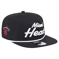 Men's New Era Black Miami Heat Team Text Golfer Snapback Hat