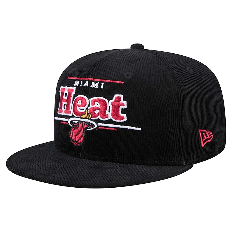 Casquette snapback 9FIFTY en velours côtelé noir Miami Heat de New Era pour homme