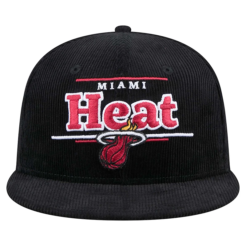 Casquette snapback 9FIFTY en velours côtelé noir Miami Heat de New Era pour homme