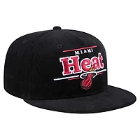 Casquette snapback 9FIFTY en velours côtelé noir Miami Heat de New Era pour homme