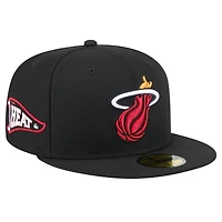 Men's New Era Black Miami Heat Throwback Pennant 59FIFTY Fitted Hat