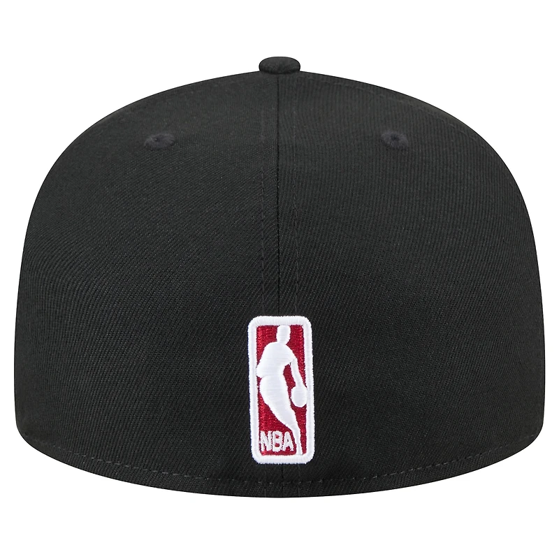 Men's New Era Black Miami Heat Throwback Pennant 59FIFTY Fitted Hat