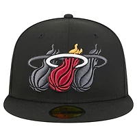 Men's New Era  Black Miami Heat Tri-Hit 59Fifty Fitted Hat