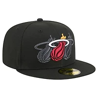 Men's New Era  Black Miami Heat Tri-Hit 59Fifty Fitted Hat