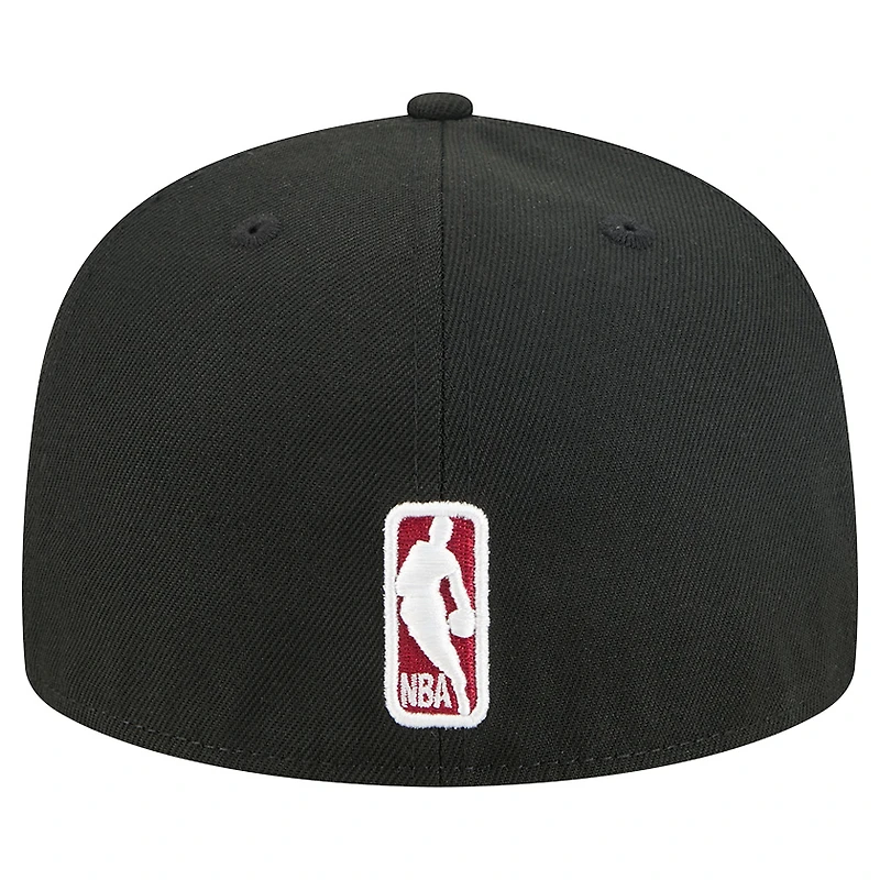 Men's New Era  Black Miami Heat Tri-Hit 59Fifty Fitted Hat