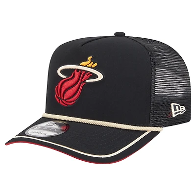 Casquette snapback 9FIFTY noire New Era pour homme, motif Miami Heat, style vintage Team Rope