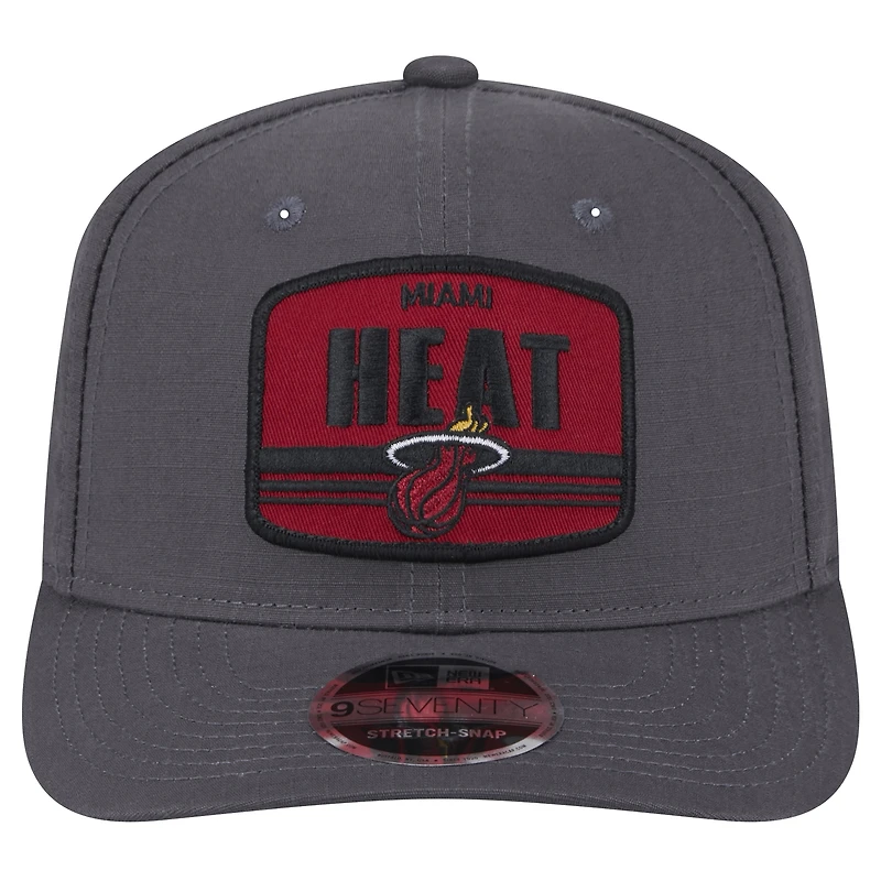 Men's New Era Graphite Miami Heat Team Elevated Patch 9SEVENTY Adjustable Hat
