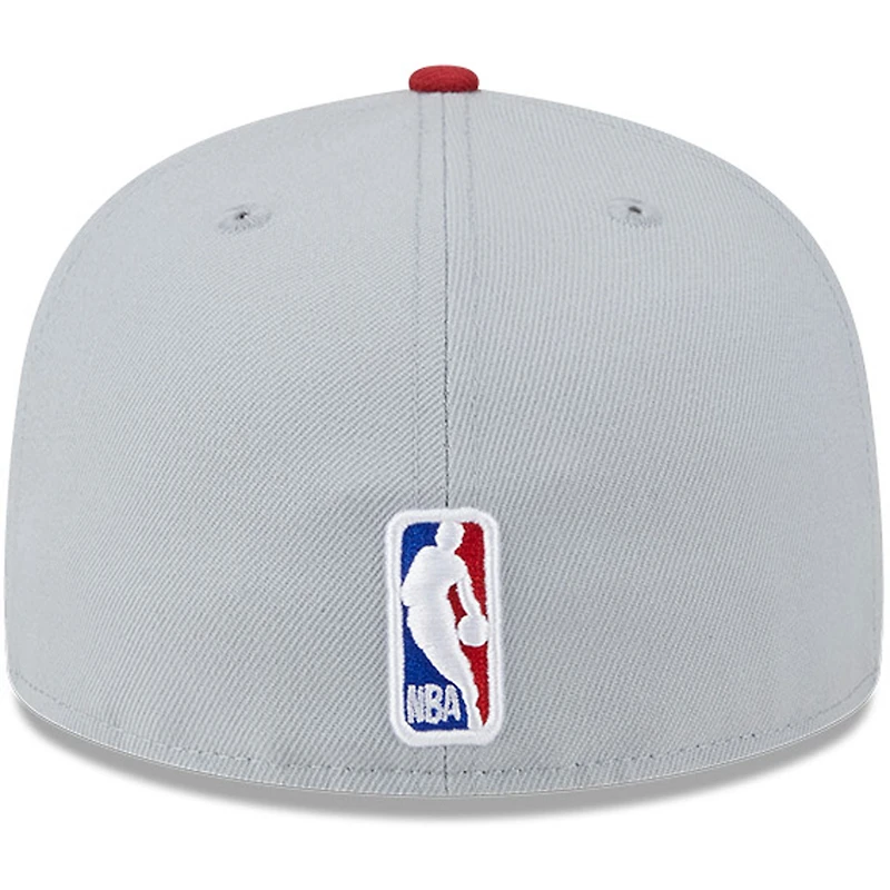 Men's New Era Gray/Red Miami Heat Tip-Off Two-Tone 59FIFTY Fitted Hat