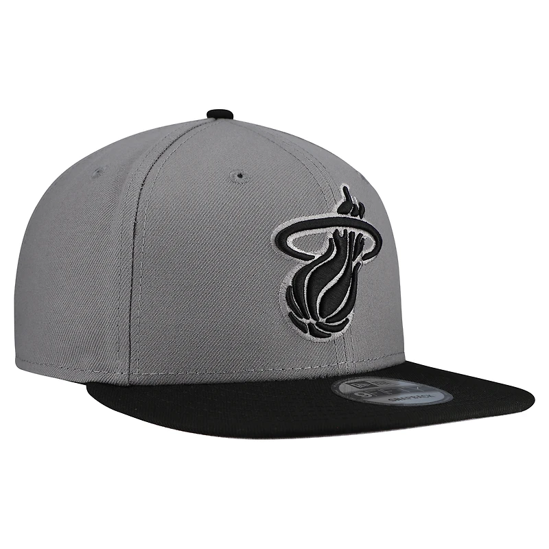 Men's New Era  Gray Miami Heat Core Logo Storm Gray Two-Tone 9FIFTY Snapback Hat
