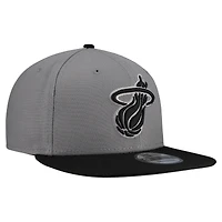 Men's New Era  Gray Miami Heat Core Logo Storm Gray Two-Tone 9FIFTY Snapback Hat