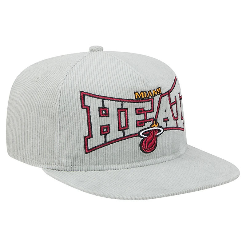 Casquette de golf snapback en velours côtelé Miami Heat gris New Era pour homme