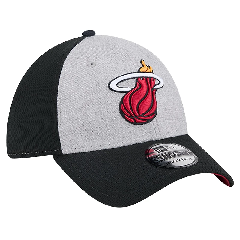 Men's New Era Heather Gray/Black Miami Heat Two-Tone 39THIRTY Flex Hat