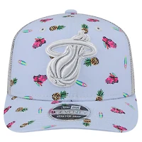 Men's New Era Light Blue/Gray Miami Heat Adventure Aloha Pattern 9SEVENTY Stretch-Snap Hat