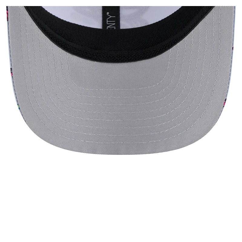 Men's New Era Light Blue/Gray Miami Heat Adventure Aloha Pattern 9SEVENTY Stretch-Snap Hat