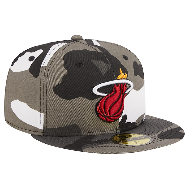 Casquette ajustée 59FIFTY New Era Miami Heat Snow Camo pour hommes