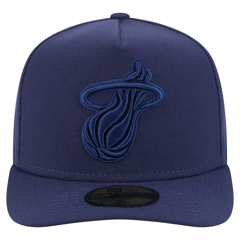 Men's New Era  Navy Miami Heat Colorpack A-Frame Pinch Front 59FIFTY Fitted Hat
