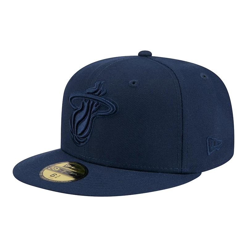Men's New Era Navy Miami Heat Tonal Color Pack 59FIFTY Fitted Hat