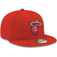 Men's New Era Red Miami Heat Official Team Color 59FIFTY Fitted Hat