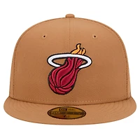 Men's New Era Tan Miami Heat Color Pack 59FIFTY Fitted Hat