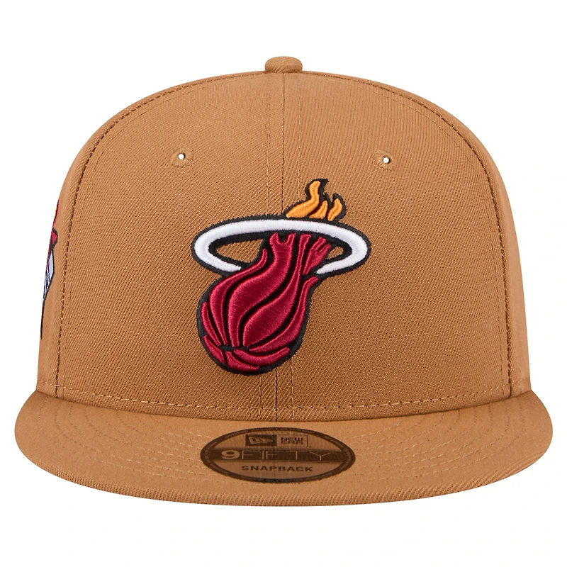 Men's New Era Tan Miami Heat Color Pack 9FIFTY Snapback Hat