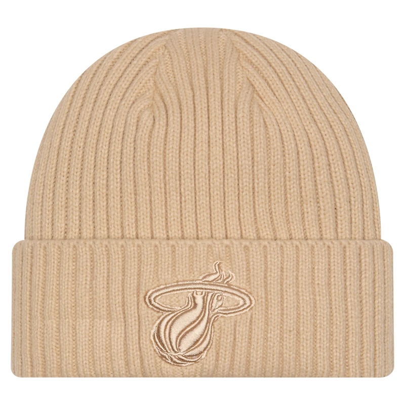 Men's New Era  Tan Miami Heat Color Pack Cuffed Knit Hat
