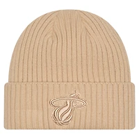 Men's New Era  Tan Miami Heat Color Pack Cuffed Knit Hat