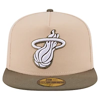 Men's New Era  Tan Miami Heat Color Pack Two-Tone 59FIFTY A-Frame Fitted Hat