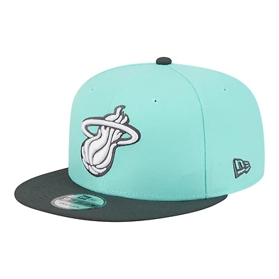 Casquette snapback New Era 9FIFTY bicolore turquoise/charbon Miami Heat pour homme