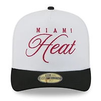 Casquette ajustée New Era 59FIFTY blanche/noire Miami Heat 2025 NBA Draft pour homme