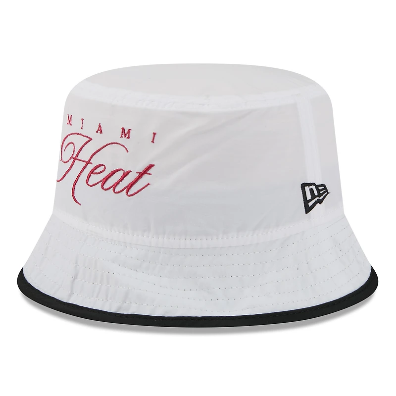 Bob en nylon blanc/noir New Era pour homme, Miami Heat, draft NBA 2025