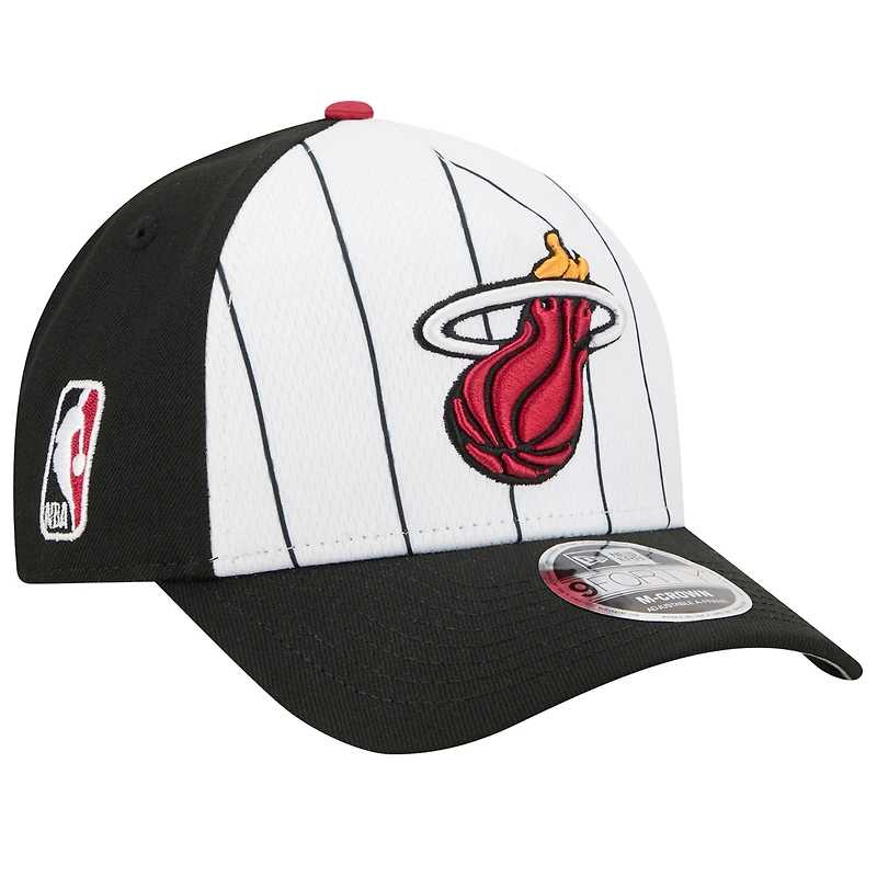 Men's New Era White/Black Miami Heat 2025 NBA Tip Off M-Crown A-Frame 9FORTY Adjustable Hat