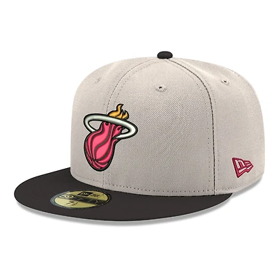 Men's New Era White/Black Miami Heat Chrome 59FIFTY Fitted Hat
