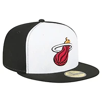 Men's New Era  White/Black Miami Heat Repeat 59Fifty Fitted Hat