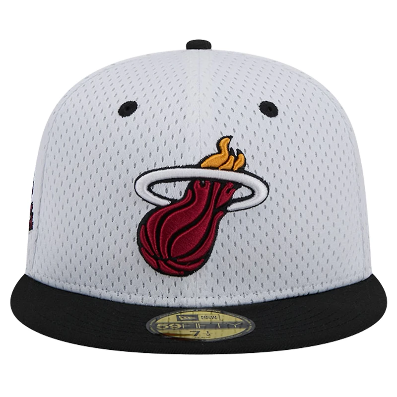 Casquette ajustée New Era Miami Heat Throwback 2Tone 59FIFTY blanc/noir pour hommes