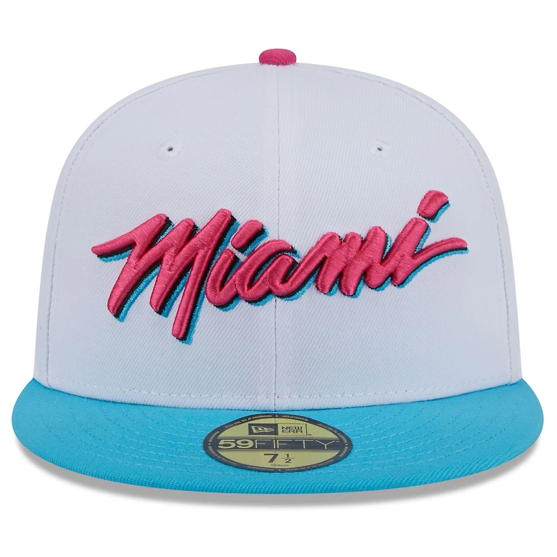 Men's New Era  White Miami Heat 2024/25 City Edition Alternate 59FIFTY Fitted Hat