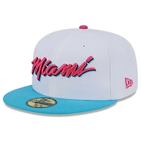 Men's New Era  White Miami Heat 2024/25 City Edition Alternate 59FIFTY Fitted Hat