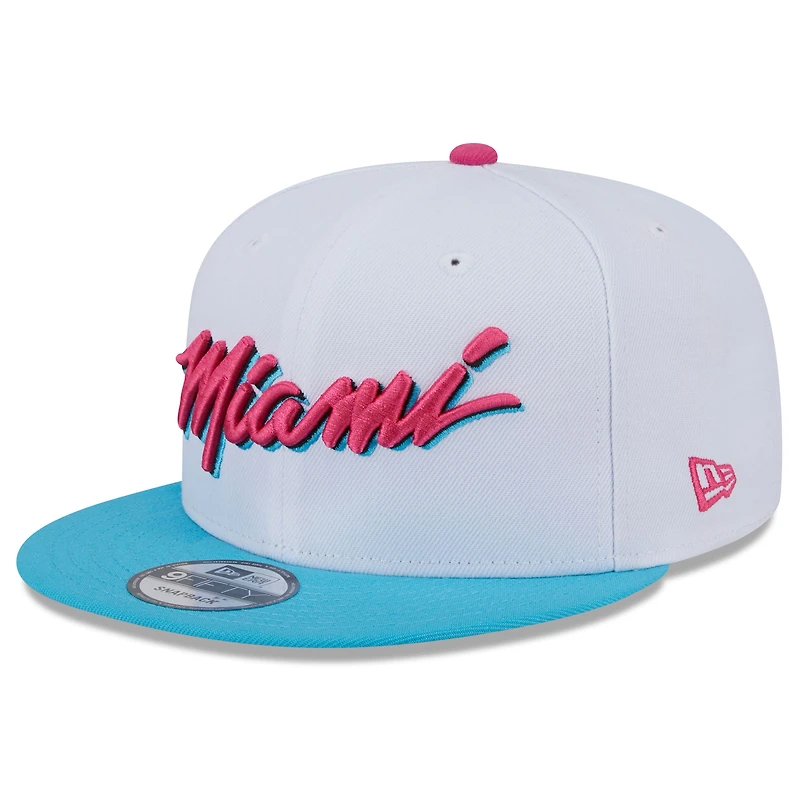 Casquette snapback alternative 9FIFTY Miami Heat 2024/25 City Edition New Era blanche pour homme