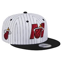 Men's New Era  White Miami Heat Deceptor Pinstripe 9FIFTY Snapback Hat