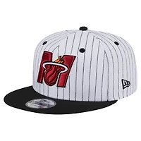 Men's New Era  White Miami Heat Deceptor Pinstripe 9FIFTY Snapback Hat