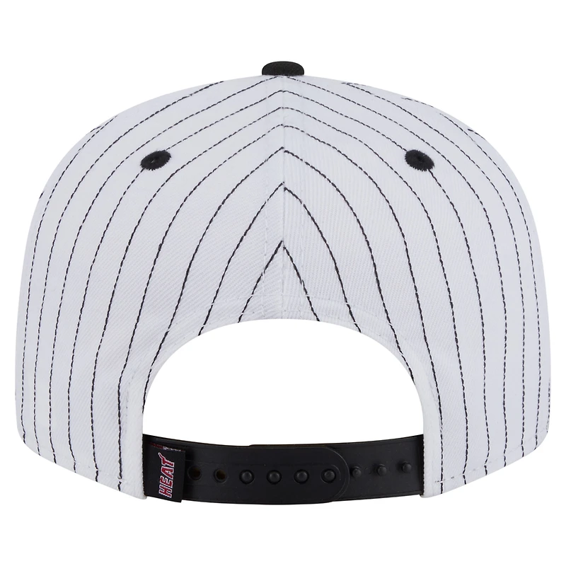 Men's New Era  White Miami Heat Deceptor Pinstripe 9FIFTY Snapback Hat