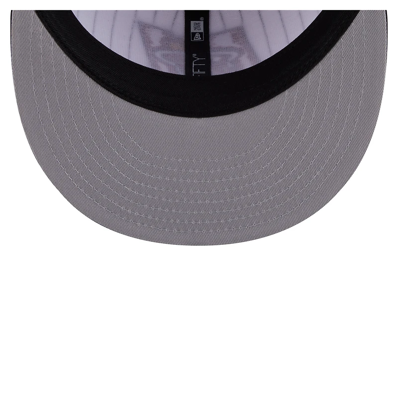 Men's New Era  White Miami Heat Deceptor Pinstripe 9FIFTY Snapback Hat