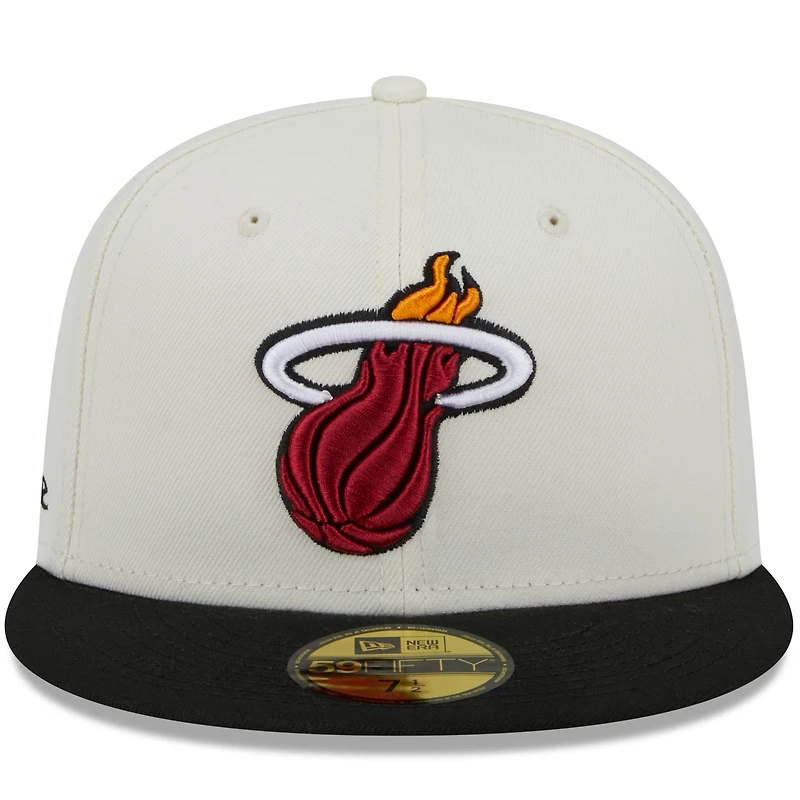 Men's New Era x Staple  Cream/Black Miami Heat NBA Two-Tone 59FIFTY Fitted Hat