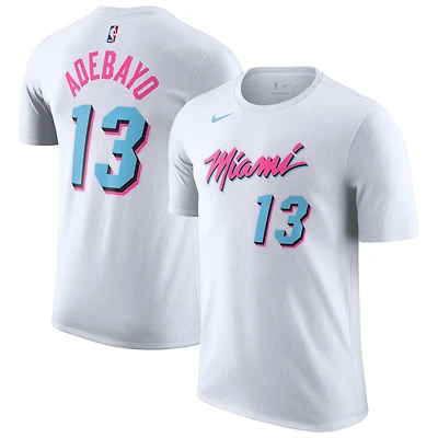 Men's Nike Bam Adebayo White Miami Heat 2024/25 City Edition Vice Name & Number T-Shirt