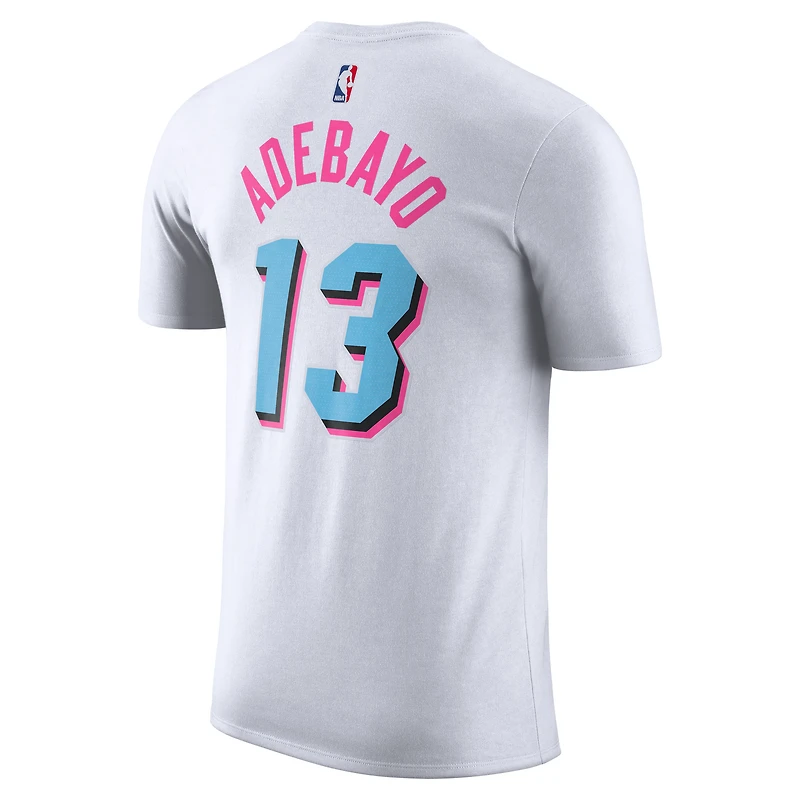 Men's Nike Bam Adebayo White Miami Heat 2025/26 City Edition Vice Name & Number T-Shirt